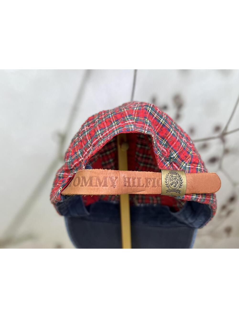 Vintage Tommy Hilfiger plaid,Denim and Leather hat